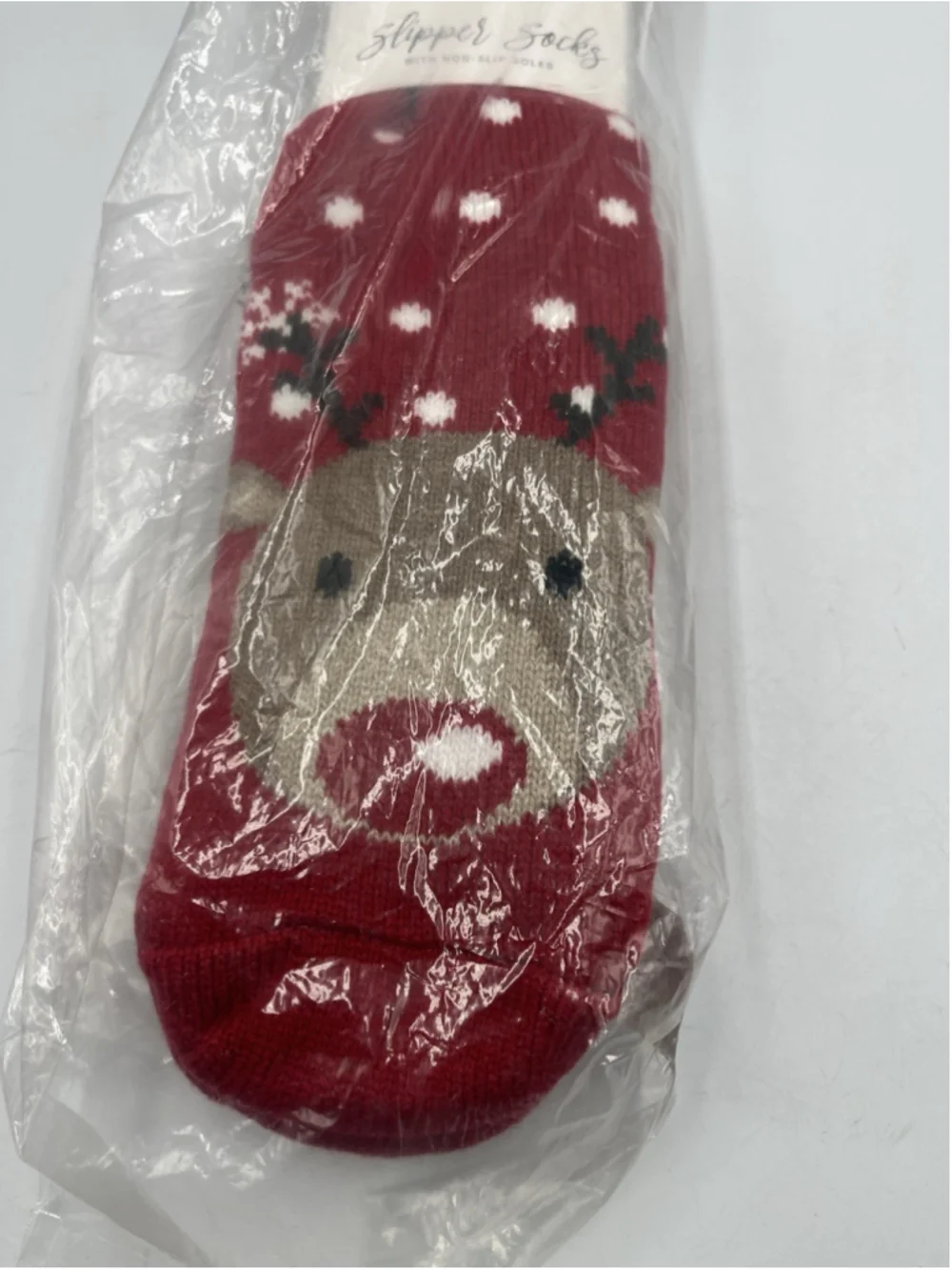 Top It Off Slipper Socks REINDEER Soft COZY WHEN YOUR FEET ARE FREEZZING SEE